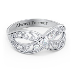 3 Stone Filigree Infinity Ring