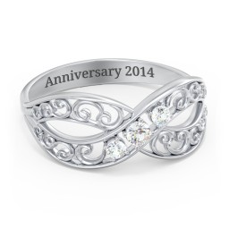 3 Stone Filigree Infinity Ring