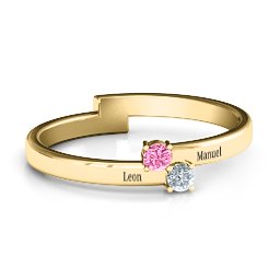 Diagonal Dazzle Ring With 2-3 Gemstones