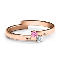Diagonal Dazzle Ring With 2-3 Gemstones