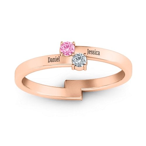 Diagonal Dazzle Ring With 2-3 Gemstones