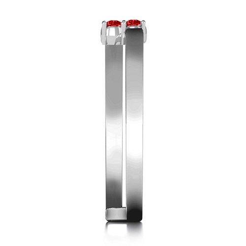 Diagonal Dazzle Ring With 2-3 Gemstones – Sterling Silver with Garnet