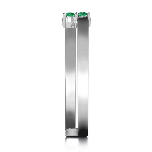Diagonal Dazzle Ring With 2-3 Gemstones – Sterling Silver with Emerald