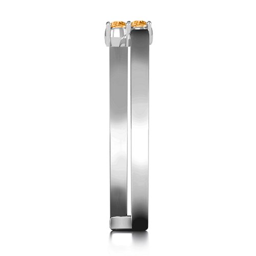 Diagonal Dazzle Ring With 2-3 Gemstones – Sterling Silver with Citrine
