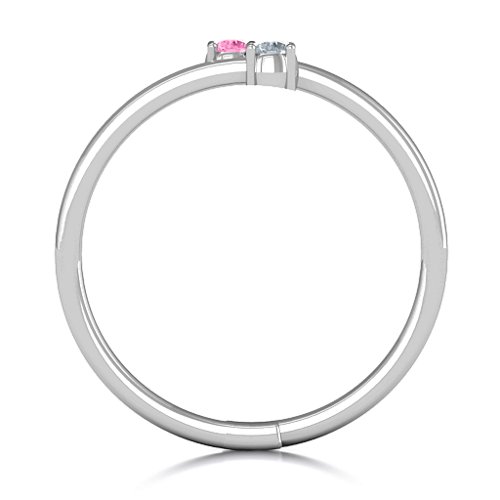 Diagonal Dazzle Ring With 2-3 Gemstones – Sterling Silver with Pink Tourmaline and Cubic Zirconia