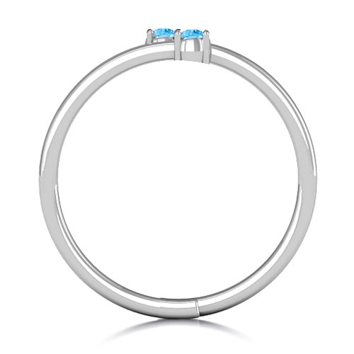 Diagonal Dazzle Ring With 2-3 Gemstones – Sterling Silver with Blue Topaz