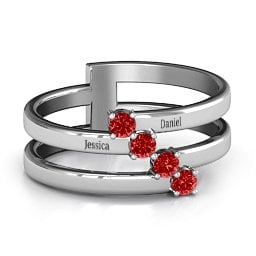 Diagonal Dazzle Ring With 4-5 Gemstones