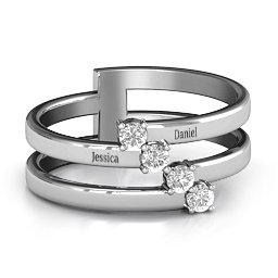 Diagonal Dazzle Ring With 4-5 Gemstones