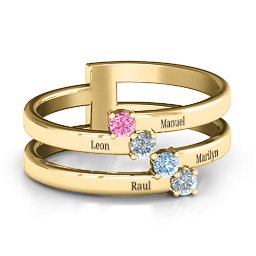 Diagonal Dazzle Ring With 4-5 Gemstones
