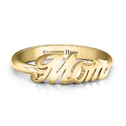 All About Mom Name Ring in 9K Solid Yellow Gold