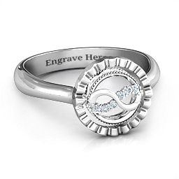 Fancy Halo Flip Ring in 925 Sterling Silver