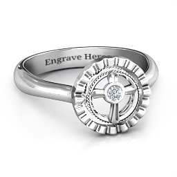Fancy Halo Flip Ring in 925 Sterling Silver