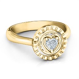 Fancy Halo Flip Ring in 9K Solid Yellow Gold