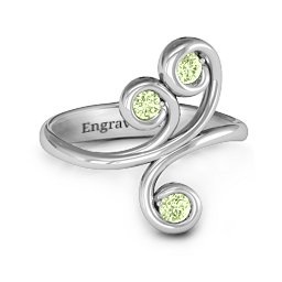 Whimsical Waves 3-Stone Ring in 925 Sterling Silver with Peridot