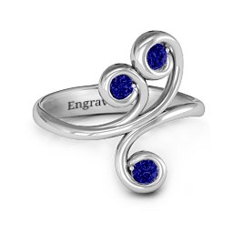 Whimsical Waves 3-Stone Ring in 925 Sterling Silver with Blue Sapphire
