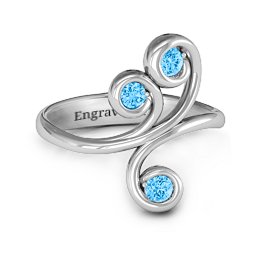 Whimsical Waves 3-Stone Ring in 925 Sterling Silver with Blue Topaz