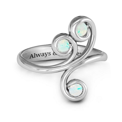 Whimsical Waves 3-Stone Ring – Sterling Silver with Opal