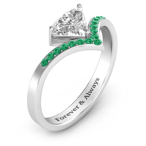Modern Magic Ring – Sterling Silver with White Premium Zirconia and Green Premium Zirconia
