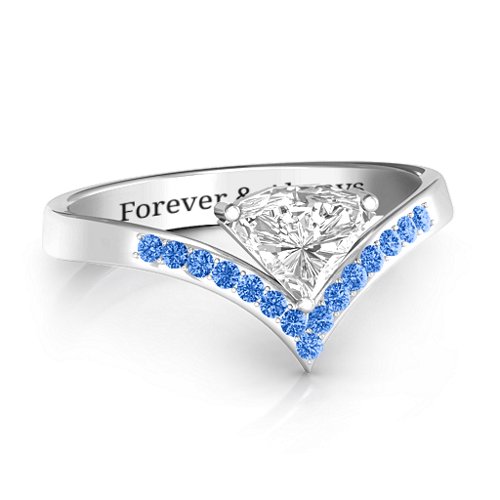 Modern Magic Ring – Sterling Silver with White Premium Zirconia and Fancy Blue Premium Zirconia