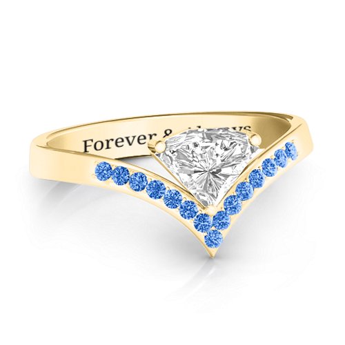 Modern Magic Ring – 9kt Yellow Gold with White Premium Zirconia and Fancy Blue Premium Zirconia