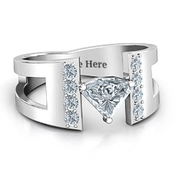 Contemporary Cutout Ring With Accents in 925 Sterling Silver