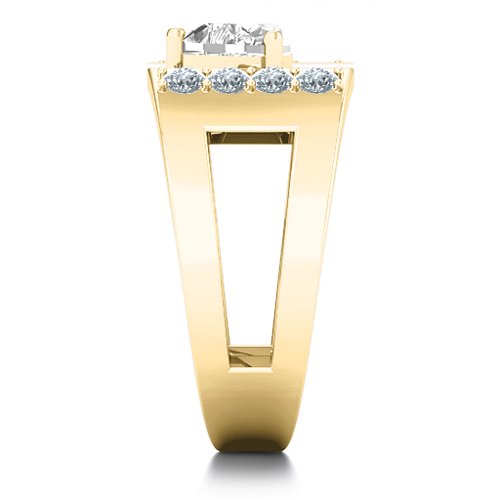 Contemporary Cutout Ring With Accents – 9kt Yellow Gold with White Premium Zirconia and Cubic Zirconia
