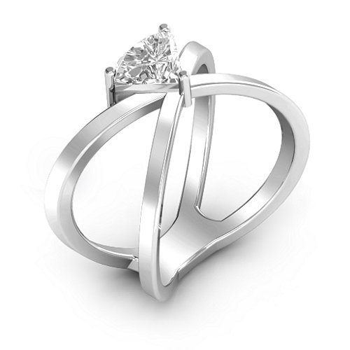 Statement Of Style Crossover Ring – Sterling Silver with White Premium Zirconia