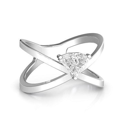 Statement Of Style Crossover Ring – Sterling Silver with White Premium Zirconia