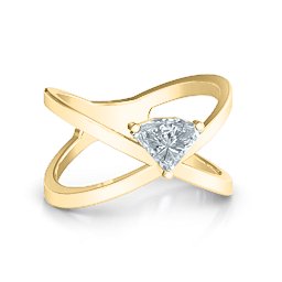 Statement Of Style Crossover Ring in 9K Solid Yellow Gold