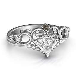 Dreams Do Come True Tiara Ring in 925 Sterling Silver with White Premium Zirconia and Smokey Quartz