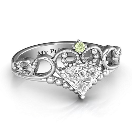 Dreams Do Come True Tiara Ring – Sterling Silver with White Premium Zirconia and Peridot