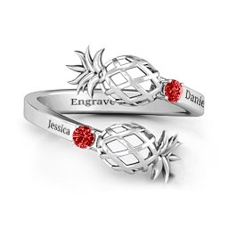 Pineapple Passion Wraparound Ring in 925 Sterling Silver with Garnet