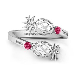 Pineapple Passion Wraparound Ring in 925 Sterling Silver with Ruby