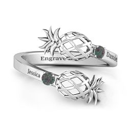 Pineapple Passion Wraparound Ring in 925 Sterling Silver with Alexandrite