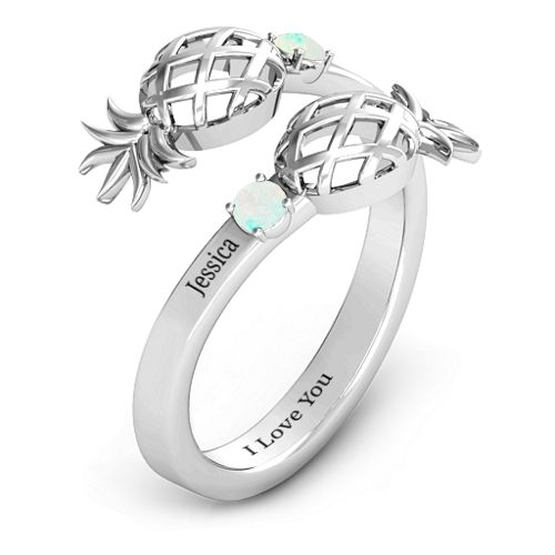 Pineapple Passion Wraparound Ring – Sterling Silver with Opal