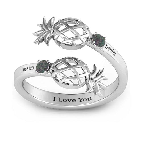 Pineapple Passion Wraparound Ring – Sterling Silver with Alexandrite