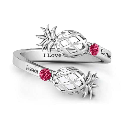 Pineapple Passion Wraparound Ring – Sterling Silver with Ruby