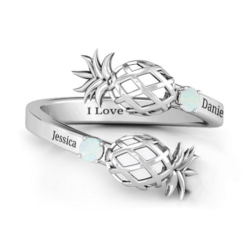 Pineapple Passion Wraparound Ring – Sterling Silver with Opal