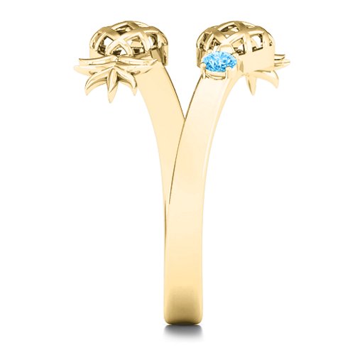 Pineapple Passion Wraparound Ring – 9kt Yellow Gold with Blue Topaz and Citrine