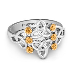 Celtic Charm Ring in 925 Sterling Silver with Citrine