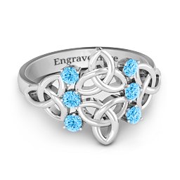 Celtic Charm Ring in 925 Sterling Silver with Blue Topaz