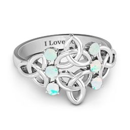 Celtic Charm Ring in 925 Sterling Silver with Opal