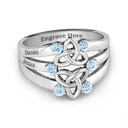 Celtic Celebration Ring in 925 Sterling Silver with Aquamarine