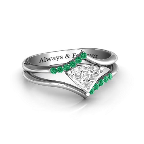 Vision Of Love Ring – Sterling Silver with White Premium Zirconia and Green Premium Zirconia