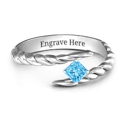 Unicorn Horn Ring in 925 Sterling Silver with Blue Topaz