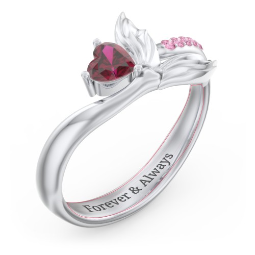 Mystical Mermaid Ring – Sterling Silver with Ruby and Red Premium Zirconia