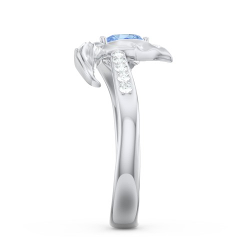 Mystical Mermaid Ring – Sterling Silver with Blue Topaz and White Premium Zirconia