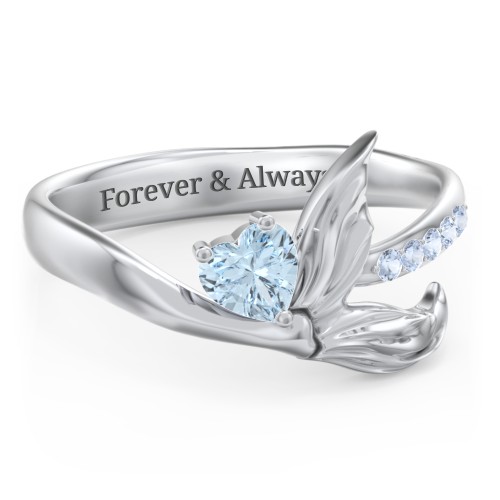Mystical Mermaid Ring – Sterling Silver with Aquamarine and Fancy Blue Premium Zirconia