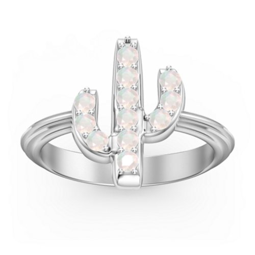Chic In Cactus Ring – Sterling Silver with Opal