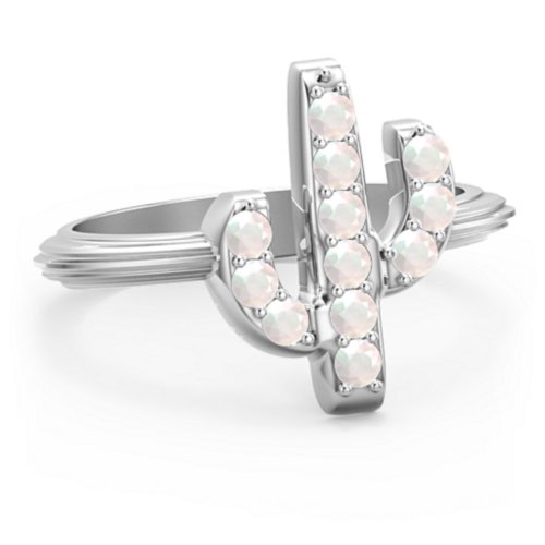 Chic In Cactus Ring – Sterling Silver with Opal